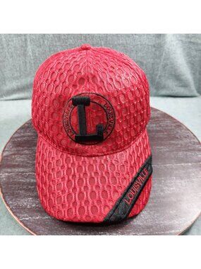 Louisville Red Mesh Baseball Cap With Embroidered Logo Adjustable Strapback Ligh
